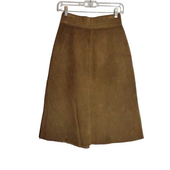 70s Bohemian Suede Midi Skirt Authentic Vintage - Picture 2 of 9
